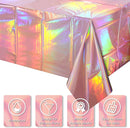 3 Pack Rose Gold Plastic Tablecloth, Disposable Rectangle Table Covers, Holographic Metallic Foil Tablecloth Pink Party Supplies Decorations for Birthday Wedding Anniversary Bridal Shower, 54x108Inch — 3