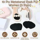 Shynek 10 Pack Metatarsal Pads for Foot Ball of Foot Cushions for Heel, Soft Gel Foot Pads Self Adhesive Forefoot Pad Insoles, Reusable Foot Pads Pain Lessen Morton Neuroma for Women and Men (Black) - Black-10pack — 2