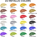 Artme Metallic Acrylic Paint Set, 24 Metallic Colors in 2 oz/60ml Bottles, Metallic Shining Acrylic Paint, Rich Pigments Paint Perfect for Artists, Beginners on Canvas, Rocks, Wood, Fabric, Ceramic — 2