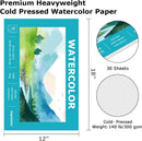 Hapikalor Watercolor Paper, 12"x18" Water Color Paper, 140lb/300gsm Teal | 12"x18" Pad — 2