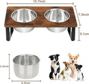 Elevated Dog Bowls for Small Medium Wood Dogs Raised Bowl Stand with 2 Stainless Steel Deep Dog Food and Water Bowls, Anti Vomit, Non-Slip Feeding Dishes(Tilted，3 inches in Height, 40oz — 3