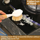 2 Pack Kitchen Dish Brush Bamboo Handle Dish Scrubber Built-in Scraper — 8