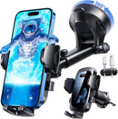 YRU True Military-Grade [360° Rotation Suction] 2026 Ultimate Car Phone Holder Mount 【90+LBS Safest Strongest & Patent Certs】 Dashboard Windshield Vent for iPhone 18 Pro Max Samsung Webcam,Gloss Black | Dark Black photo 1