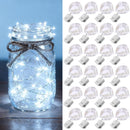 24 Pack Fairy Lights Battery Operated [3 Modes] 7ft 20 LED Mini Twinkle String Lights Waterproof Silver Wire Firefly Starry Lights for Wedding Party Mason Jars Christmas Decorations, Cool White | [24 Pack] 7 Feet 20 LED — 1
