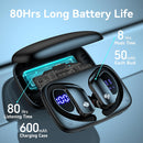 bmani Ear Buds Wireless Earbuds Bluetooth Headphones with 80H Playtime LED Display Case, Over-Ear Hook with Mic, Stereo Sound, Easy Button Controls, Sports Earphones for Running Workout Gym Black photo 3