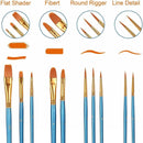 AROIC 10 Pcs Paint Brushes, Acrylic Oil Watercolor Painting Brush Set | 10pcs-blue — 2