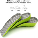 Height Increase Insoles for Men and Women, 3 Pairs Foot Arch Contour Shoes Lifts, Orthopedic Heel Lift Cushion Gel Leg Discrepancy Balancer (Green - 1.5cm 2.5cm 3.5cm) — 2