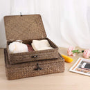Hipiwe Set of 2 Flat Wicker Storage Basket Bins with Lid Woven Seagrass Box — 2
