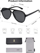 SOJOS Classic Polarized Aviator Sunglasses for Women Men, Retro Trendy Aviators Shades SJ2201 | Black/Dark Grey | 58 Millimeters — 5