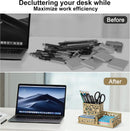 EasyPAG Desk Organizer 3 Compartment Pen Holder for Desk Office Supplies Caddy with Sticky Notes Holder for School Home, Gold — 6