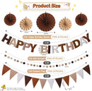 3D Happy Birthday Banner, Pre-Strung Felt Party Decorations (Brown) — 3