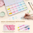 Fuumuui CREAMORA Watercolor Paint Set 24 Colors Opaque Semi-Solid - Muted Cream Dreamy Macaron Tone for Soft Gradient, Professional Art Supplies for Adult Artists & Beginners Painting Sketching — 3