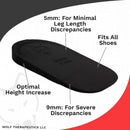Dr. Wolf Heel Lifts for Shoes: Men's 5mm Height Increase Insoles, Rubber Heel Inserts for Leg Length Discrepancy & Achilles Tendonitis Relief, Helps Relieve Hip, Knee, & Back Pain (2 Pack) - Black — 5