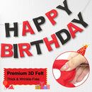 Pre-Strung Felt Happy Birthday Banner Red Black Garland Set | Black Red — 4