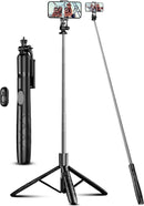 71" Phone Tripod & Selfie Stick, All in One Extendable Cell Phone Tripod with Wireless Remote, Tripods Stand for iPhone & Travel Selfie Stick 360° Rotation Compatible with iPhone Android, Camera photo 1