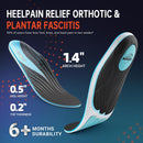 PCSsole Plantar Fasciitis Insoles, Heavy Duty High Arch Support Inserts - Black & Blue — 5