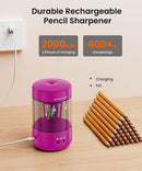 Electric Pencil Sharpener for Classroom, Fully Automatic, Magenta Pink — 6