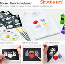 Fabric Paint, Shuttle Art 30 Colors Permanent Soft Fabric Paint in Bottles (60ml/2oz) with Brushes, Palette, Stencils, Non-Toxic Textile Paint for T-shirts, Shoes, Jeans, Bags, DIY Projects&Art Crafts | 2 Fl Oz (Pack of 30) | Regular — 4