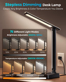 LED Desk Lamp with Power Strip, 3 AC Outlets, 4 USB Ports, Stepless Dimming — 3