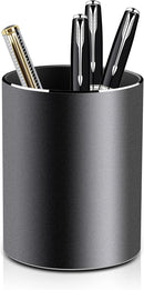 Vaydeer Metal Pen Holder Aluminum Pencil Holder for desk, Round Desktop Organizer and Black Pencil Cup for Office, School, Home and Stationary Supplies (3.15 x 3.15 x 3.94 Inches) — 1