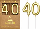 2.76 Inch Classical Gold 40 Number Birthday Candles, Gold Number Candles, Cake Number Candles, Party Celebration — 1