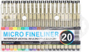 Muchcute Micro Fineliner Drawing Art Pens: 20 Set (12 Colors 01 & 8 Black) | 20 Set (12Colors01+8Black) — 8