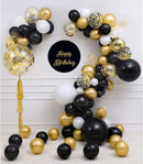 Zesliwy Black Gold Confetti Balloons 50 pack - 12 Inch Gold White and Black Confetti Balloons with Ribbons for Graduation Birthday Wedding Party Decorations | Black Gold White — 5