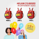 Party Factory – 4x Helium Tank - for up to 120 assorted balloons (latex, LED & foil) – Party birthday decoration disposable gas cylinder – bendable filling valve – For decorative occasions | 4 Pack — 4