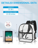 Paxiland Clear Backpack Stadium Approved, 12x10.5x6 Inches Clear School Bag | Black-standard — 2
