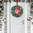 24" Prelit Christmas Wreath with Timer, 50 Colorful LED - Waterproof Battery Operated Christmas Door Wreath with Bowknot Pinecone White Berries and Wreath Hanger for Christmas Decorations — 8