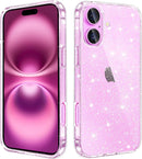 JJGoo Compatible with iPhone 16 Case Clear Glitter, Sparkle Soft TPU Transparent Shockproof Women Girls Slim Bling Sparkly Bumper Cover Phone Case for iPhone 16 6.1-Inch — 1