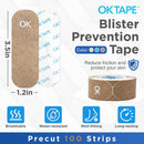 OK TAPE Blister Prevention Tape, 100 Pcs, Moleskin for Blisters, Shoes | Brown-100p — 2