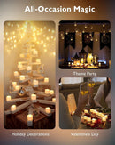 Homemory 24Pcs Flickering Flameless Candle Battery Operated, 200+Hours Fake Electric LED Tea Lights for Votive, Centerpiece Table Decorations, Wedding, Aniversary, Halloween, Christmas | Warm White Glow – White Body | Pack of 24 — 7