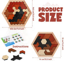 Yunsailing 3 Pack Wooden Hexagon Tangram Brain Teaser Puzzles, Vintage — 2