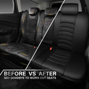 CAR PASS Leather Back Seat Cover, Universal Waterproof Bench Rear Seat Cover Zipper Split Rear Bench Protector Fit 95% Automotive Interior Covers for Cars Sedans SUVs (Rear,All Black) — 6
