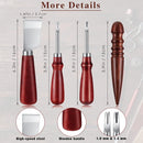 8 Pieces Leather Knife Set, Including Leather Edge Beveler Groover, Cutter Wood Leathercraft Edge Slicker Burnisher Crafting Tools Skiving Knife Leathercraft Accessories — 2