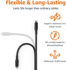 Amazon Basics Apple MFi Certified USB-A to Lightning Charger Cable for iPhone iPad, Heavy-Duty Fast-Charge, 10ft, Black 3