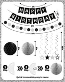 Happy Birthday Decorations, Party Decorations Banners for Men Boys | Black Sliver — 3