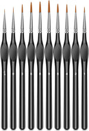 10Pcs Micro Paint Brushes Set with Triangular Handles - For Acrylic, Watercolor, Crafts, Models | Black — 1
