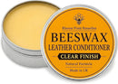 Beeswax Leather Conditioner Restorer & Polish - Hand Poured British Beeswax Balsam CLEANS SEALS and PROTECTS Handcrafted in Wales UK Rich Natural Leather Conditioner and Leather Restorer 3.50 Fl Oz — 1