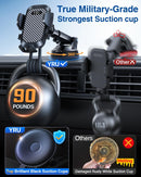 YRU True Military-Grade [360° Rotation Suction] 2026 Ultimate Car Phone Holder Mount 【90+LBS Safest Strongest & Patent Certs】 Dashboard Windshield Vent for iPhone 18 Pro Max Samsung Webcam,Gloss Black photo 2