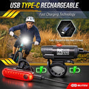 USB Rechargeable Bike Lights Set with Bell, LED Bicycle Front Rear Light — 8