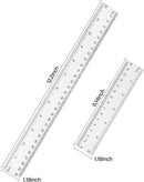 Unjoo Clear Plastic Ruler 6 Inch+12 Inch Straight Ruler, for School, Office | 6inx12in/2pcs | 6inx12in — 2