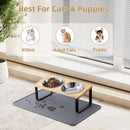 Upgraded Elevated Cat Bowls with Food Mat,15°Tilted Stand Anti Vomiting Raised Cat Dishes for Food and Water,2 Stainless Steel Bowls for Cats and Puppy — 6