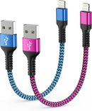 Short iPhone Charger Cord, 1FT/2Pcs USB A to Lightning Cable Fast Charging 1