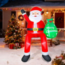 8FT Santa Claus Sitting on The Roof Christmas Inflatable Decoration with Gift Bag & Built-in LEDs, Giant Blow Up Inflatable Christmas Decorations Outdoor for Xmas Yard Terraces Balcony — 3