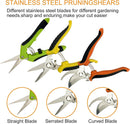 Pruning Shears, 4 Pack Garden Shears with Gardening gloves, Clippers Handheld, Stainless Steel Garden Snips, Lengnoyp Pruners for Gardening | Orange, Yellow, Green — 4