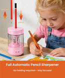 2 Pack Electric Pencil Sharpener for Classroom, Fully Automatic, LightPink | Lightpink (Pack of 2) — 2