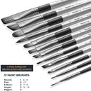 Nicpro 12pcs Artist Paint Brush Set, Paint Brushes for Acrylic Painting | Silver — 5