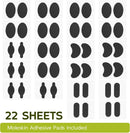 Bukihome Moleskin Adhesive Pads for Feet - Blister Prevention Tape - Moleskin Padding for Blisters, Shoes, Toes, Heel, Reduce Friction Pain - 22 Sheets of 4 Shapes (44 Pieces Total, Black) | 22 Sheets (44 Pieces Total) — 6